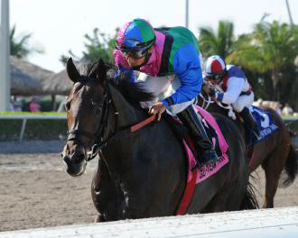 Itsmyluckyday, making just his second start since recovering from a fractured pelvis, cruises to a three-length victory with Paco Lopez aboard in the Best of the Rest Stakes.