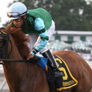 Red Lodge #6 with Paco Lopez riding won the Colleen Stakes at Monmouth Park in Oceanport, New Jersey on Saturday August 6, 2016.  Photo By Ryan Denver/EQUI-PHOTO