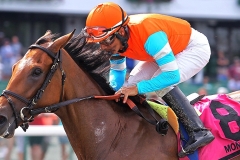 Angela Renee #8 with Paco Lopez riding won the $100,000 Lady's Secret Stakes at Monmouth Park in Oceanport, New Jersey on Monday July 4, 2016. Photo By Bill Denver/EQUI-PHOTO