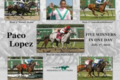 Elvis Trujillo wins 5 races in one day at Monmouth Park racetrack June10, 2011 EQUI-PHOTO
