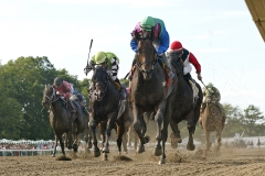 Itsmyluckyday (C) with Paco Lopez riding romps to victory in the $150,000 Salvator Mile at Monmouth Park in Oceanport, N.J. on Sunday July 6, 2014.  Photo By Bill Denver/EQUI-PHOTO.