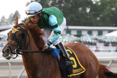 Red Lodge #6 with Paco Lopez riding won the Colleen Stakes at Monmouth Park in Oceanport, New Jersey on Saturday August 6, 2016.  Photo By Ryan Denver/EQUI-PHOTO